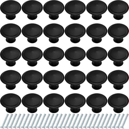 30 Pcs Matte Black Cabinet Knobs Kitchen Knobs 1-1/4" Dresser Drawer Pulls - size: 1.2 Inch