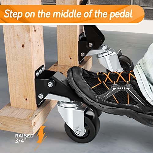 SOLEJAZZ Retractable Workbench Casters Wheels Set of 4 Heavy Duty, 920Lbs