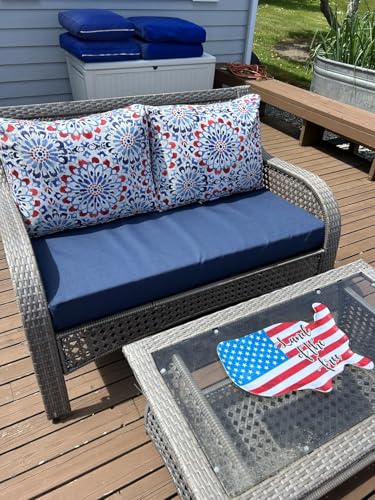 FLYMEI Patio Cushion Covers 48x24x5, Navy Blue, 1Packs - color: Navy Blue, size: 48x24x5-1Packs-Cover Only