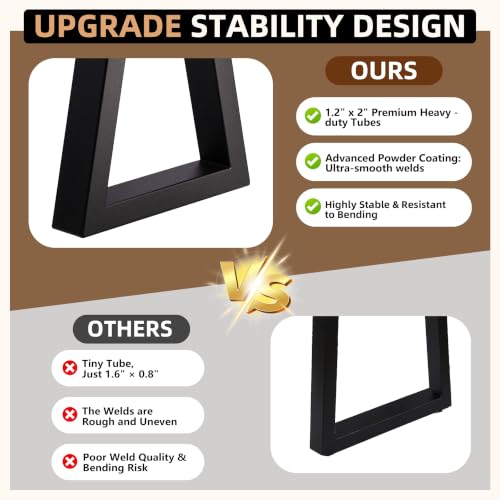 19 Inch Trapezoid Metal Table Legs Set of 2, Industrial Coffee & Bench Legs, Heavy Duty Iron DIY Furniture Feet for Desk Table Projects, Black - color: Trapezoid, size: 19 IN