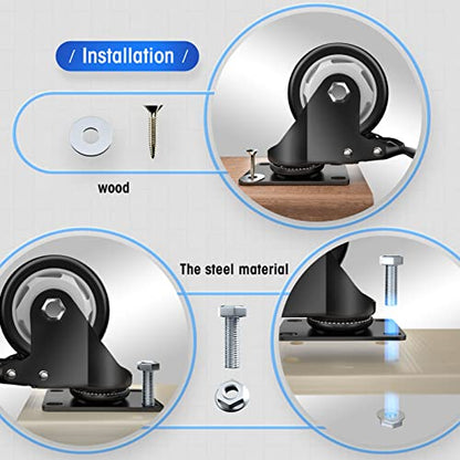 3" Swivel Plate Casters, 1000Lbs Capacity with Brake - color: Black, size: 3 Inch