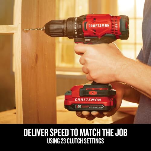 CRAFTSMAN V20 Cordless Drill/Driver Kit, 1/2 inch, Battery and Charger Included (CMCD700C1) - style: 20V MAX Drill Kit