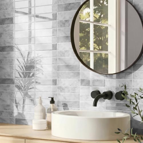 Backsplash Tile Peel and Stick, 11.42'' x 9'', Marble - color: Marble