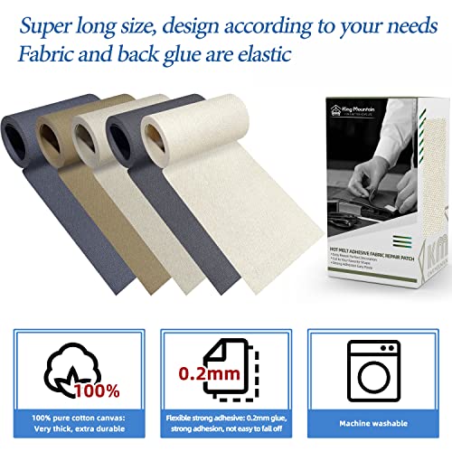 KING MOUNTAIN Canvas Iron on Patch,3"×60",Waterproof 100% Cotton Fabric Repair Patch,Used for Various Sofa,Tent,Clothes,Seats,Suitcases (Beige) - color: Beige Canvas, size: 3"x60"