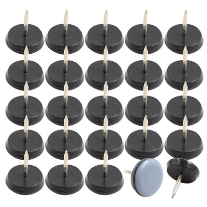 24pcs 7/8" Nail on Furniture Glides Sliders for Wooden Furniture, Furniture Sliders Pads Teflon Furniture Glides Chair Leg Pads Floor Protectors PTFE Moving Furniture Glides - size: 0.87"-24pcs