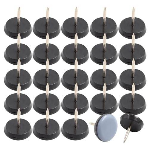 24pcs 3/4" Nail on Furniture Glides Sliders for Wooden Furniture, Furniture Sliders Pads Teflon Furniture Glides Chair Leg Pads Floor Protectors PTFE Moving Furniture Glides - size: 0.75"-24pcs
