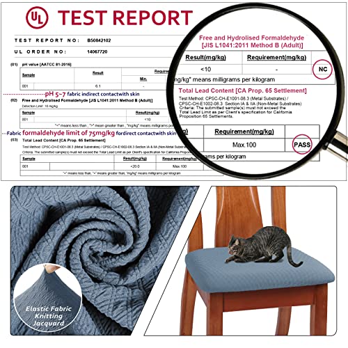BUYUE Dining Room Chair Seat Covers Set of 6, TPU not Mixed, Friendly Jacquard Fabric Stretch Washable Slipcover for Kitchen Seat Cushions, Sky Blue-6PCS - color: Sky Blue, size: 6pcs