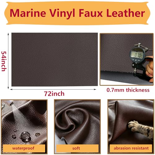 CDY Marine Vinyl Upholstery Fabric: 54"x72" Soft Grain Faux Leather Durable - color: Dark Brown, size: 2Yard（54"x72"）