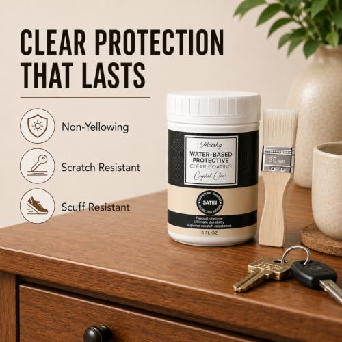 Water-Based Polyurethane for Wood, Clear Satin Finish, 8 fl oz - style: Water-Based Satin