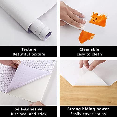 Arthome Peel and Stick Wallpaper - White Wood Contact Paper - White Wallpaper - Self-Adhesive, Removable and Waterproof for Cabinet, Countertop (17"x120") - color: White Wood, size: 16.5" x 120"