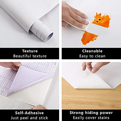 Arthome Peel and Stick Wallpaper - White Wood Contact Paper - White Wallpaper - Self-Adhesive, Removable and Waterproof for Cabinet, Countertop (17"x120") - color: White Wood, size: 16.5" x 120"