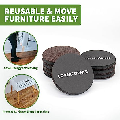 Felt Furniture Sliders for Hardwood Floors 8 PCS, 4 3/4" Brown - size: 8 PCS 4 3/4" Brown