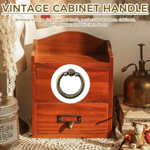 2Pcs Ring Pulls in Antique Bronze Finish, Hardware for Cabinets and Drawers (Bronze3) - color: Bronze3