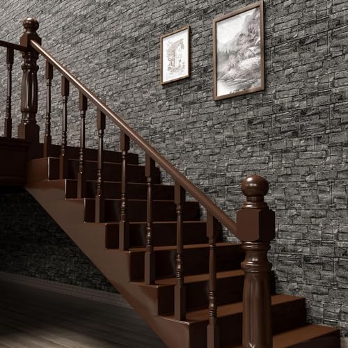 Faux Brick Wall Panels, 20 PCS, Black and Grey - color: Black Rock, size: 20PCS