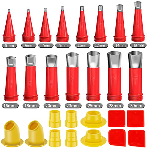 27 Pcs Caulking Finisher Kit, Reusable Caulking Nozzle Coating 15 Caulking Nozzle Applicators Caulking Tool Kit with 8 Connector Caulking Guns and 4 Grout Scraper for Bathroom Doors Windows - size: 27Pcs