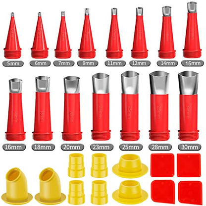27 Pcs Caulking Finisher Kit, Reusable Caulking Nozzle Coating 15 Caulking Nozzle Applicators Caulking Tool Kit with 8 Connector Caulking Guns and 4 Grout Scraper for Bathroom Doors Windows - size: 27Pcs