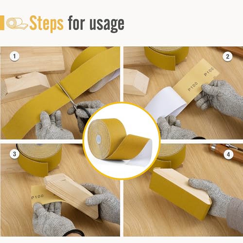 PSA Longboard Sandpaper 100 Grit Sandpaper Roll 20 Yard x 2-3/4” Wide Self Adhesive Stickyback Sandpaper for Woodworking,Automotive,Sanding Blocks - style: 100Grit