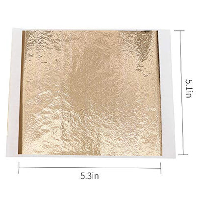 KINNO Imitation Gold Foil Sheets 100PCS Champagne Foil, 5.1 by 5.3 Inches - color: champagne gold