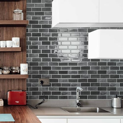 Art3d 10-Pack Marble Peel and Stick Backsplash, 12 x 12 in, Smoky Black - color: Smoky Black