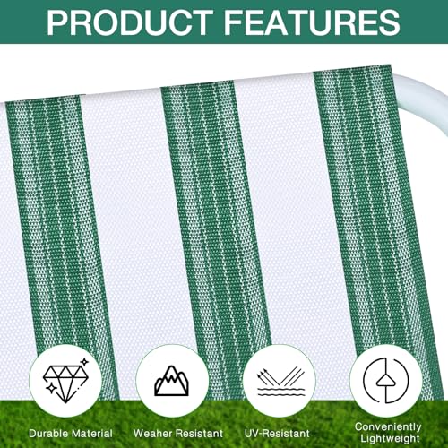 HESTYA 2 Rolls 2 1/4 Inch x 100 Feet Lawn Chair Webbing Folding Polypropylene Webbing for Outdoor Furniture Seat Repair Replacement - color: Green White, White Gray