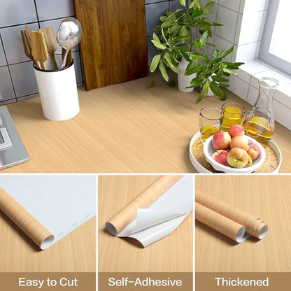 Jeweluck Light Wood Contact Paper for Cabinets Wood Wallpaper 17.7”×196.8” - color: Wood Grain, size: 17.7" x 196.8"