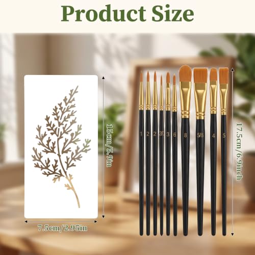 18 PCS Flower Stencils for Crafts Reusable mit 10 Paint Brushes