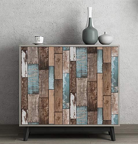 EeeComing 393"X17.7" Wood Wallpaper Peel and Stick Wood Look Grain Plank Contact Paper Vintage Wall Paper Stick and Peel Self Adhesive Removable Wallpaper Rustic Distressed Faux Vinyl Roll