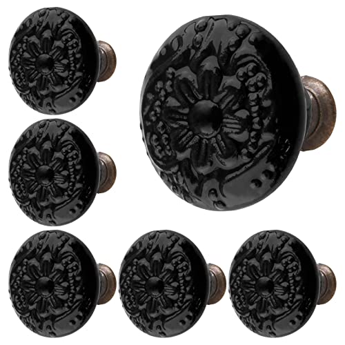 Piutouyar Black Ceramic Cabinet Knobs, 34mm / 1.3 Inch, 10Pcs - color: Black, size: 10 Pieces
