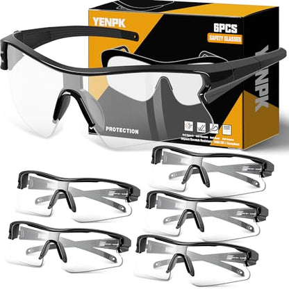 Safety Glasses for Men, Anti Scratch & UV Protection Work Glasses - color: 6 Pack Clear