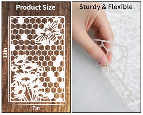 12 PCS Reusable Stencils, Abstract Painting Templates for DIY Crafts, Large