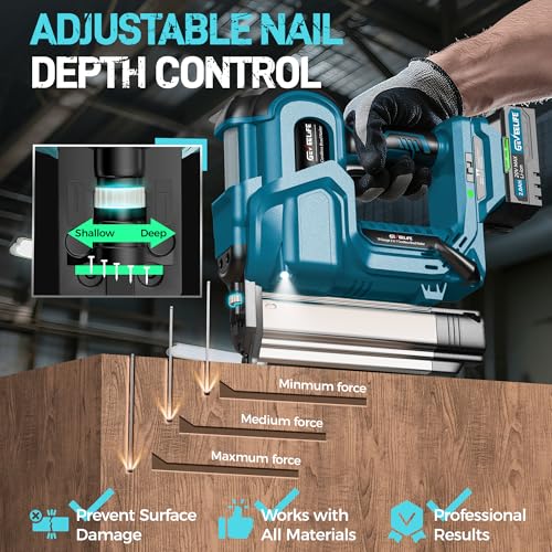 Cordless 2" Brad Nailer for Wood, 2-in-1 18GA Nail Gun, 2×2.0Ah Batteries