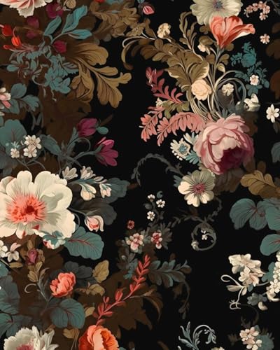 Colorful Vintage Floral Peel and Stick Wallpaper 17.5" x 197" - color: Colorful, size: 17.5" x 197"