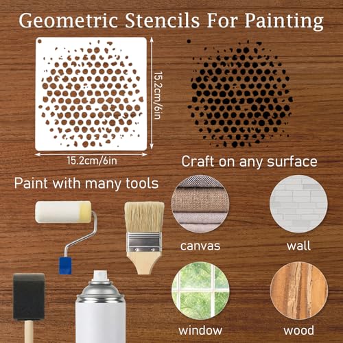 16 Pcs Stencils for Painting, Geometric Painting Stencils