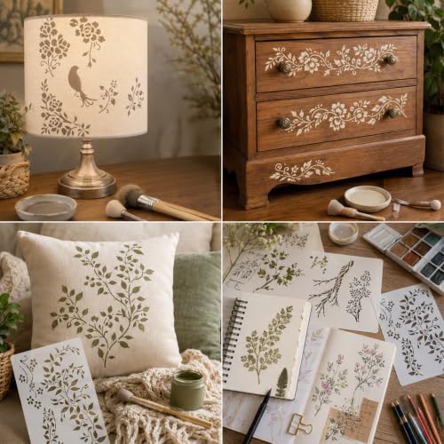 Large Reusable Stencils for Painting Vine Flower Swirl Stencils