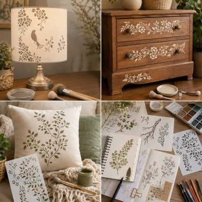 Large Reusable Stencils for Painting Vine Flower Swirl Stencils