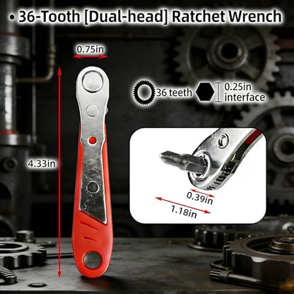 Right Angle Ratchet Screwdriver, 4" Mini Steel Manual Multitool Forward/Reverse Switch with 1 Bit, Narrow Spaces Ratchet Wrench for Electronics Cars Furniture Repair DIY, Red Hnadle - color: Red