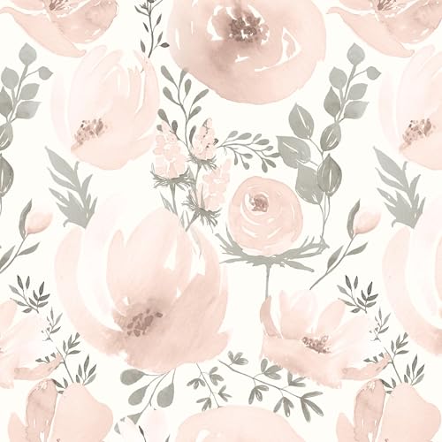 Floral Peel and Stick Wallpaper Pink Wallpaper for Bedroom Self Adhesive Wall Paper Girls Room 17.3"x118" (Pink, 17.3" x 118") - color: Pink, size: 17.3" x 118.1"