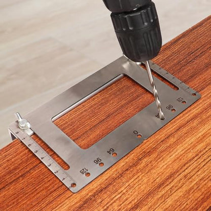 Cabinet Hole Drilling Template,Stainless Steel Professional Adjustable Hole Punch Locator - Portable Woodworking Accessories, Multifunctional Drill Template Guide for Enhanced Accuracy