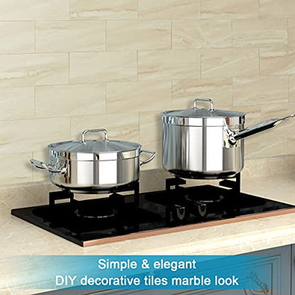 BeNice Peel and Stick Tile Backsplash Bathroom Beige 23pcs - color: Beige