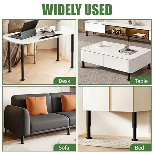Furniture Legs Metal Adjustable 4 Pcs 3.15-4.72 inch, Adjustable Cabinet Legs for Sofa/Bed/Chair/Dresser/Table, Bed Center Slat Support Legs, Black - size: 3.15-4.72" (4pcs)