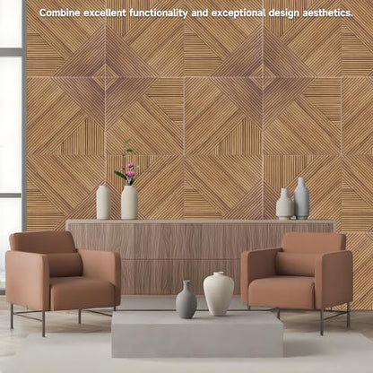 TO-TH Acoustic Wall Panels Self-Adhesive Noise Dampening panel 6Pack, Beech - color: Beech