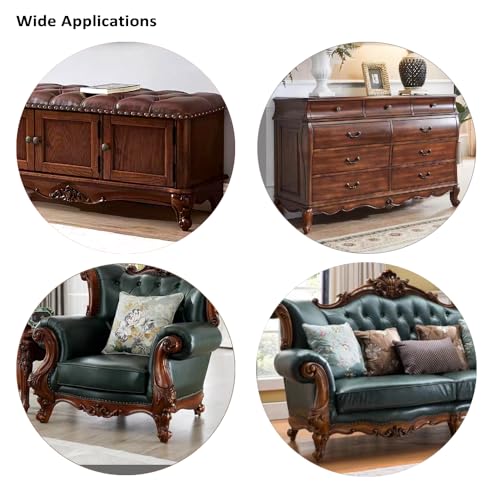 Wooden Furniture Legs with Mounting Plates Screws Set of 4 4 Inch Solid Wood Unfinished Rose European Style Replacement Furniture Feet for Couch Cabinet Sofa Ottoman TV Stand Home DIY Projects (4inch)