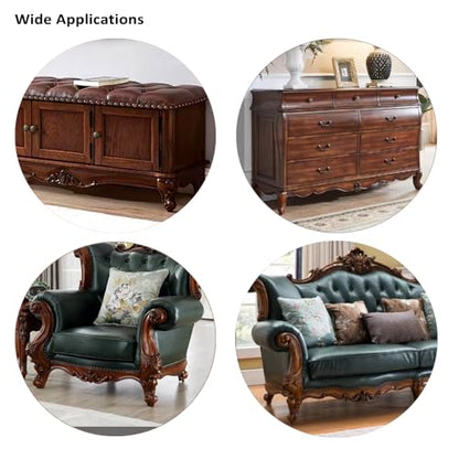 Wooden Furniture Legs with Mounting Plates Screws Set of 4 4 Inch Solid Wood Unfinished Rose European Style Replacement Furniture Feet for Couch Cabinet Sofa Ottoman TV Stand Home DIY Projects (4inch)