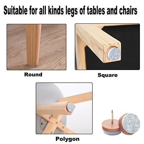 40pcs Round Heavy Duty Nail-on Felt Pad for Furniture Chair Table Leg Feet Floor Protectors Slide Smoothly (Brown, Pad Diameter 20mm) - color: Brown 20mm(40 Pcs)