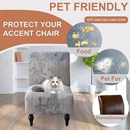 Eco-Ancheng Armless Chair Slipcover - Removable, Washable, Printed Accent Chairs for Living & Dining Room - color: A11