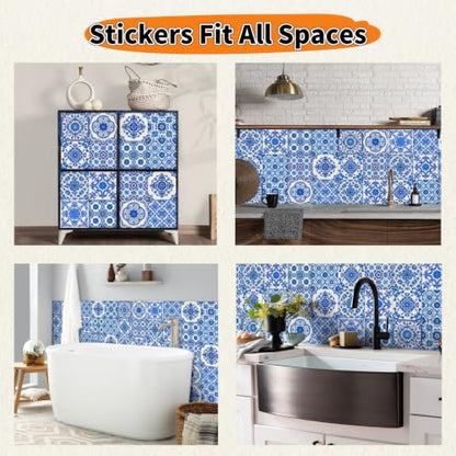 24Pcs Mexican Style PVC Peel and Stick Tile Stickers - color: Style E, size: 4x4 Inch