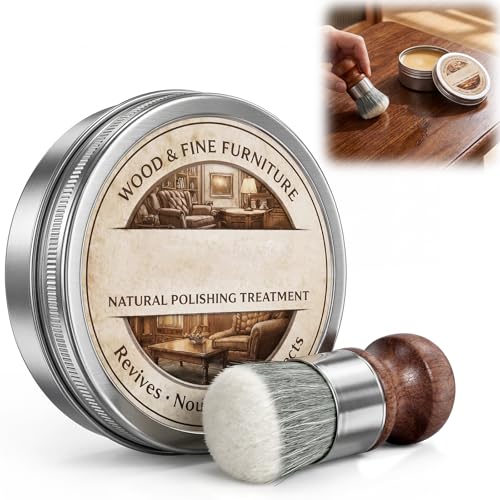 Botou Furniture Balm, Wood Scratch Repair & Polishing Wax, Natural Wood Conditioner for Furniture Table Countertop, Prevent Cracking & Restore Luster, 3.52oz/1 Set