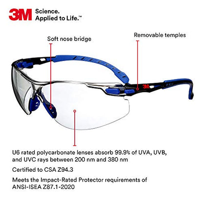 3M Safety Glasses, Solus 1000, Indoor/Outdoor Gray Lens, Blue/Black Frame - style: Gray I/O Lens, Blue/Black Frame