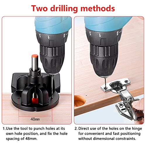 Concealed Positioning Hinge Hole Punch, 35mm Door Hinge Jig With 2 Retaining Clips, High Precision Aluminum Alloy DIY Cabinet Hardware, Adjustable Quick Punch