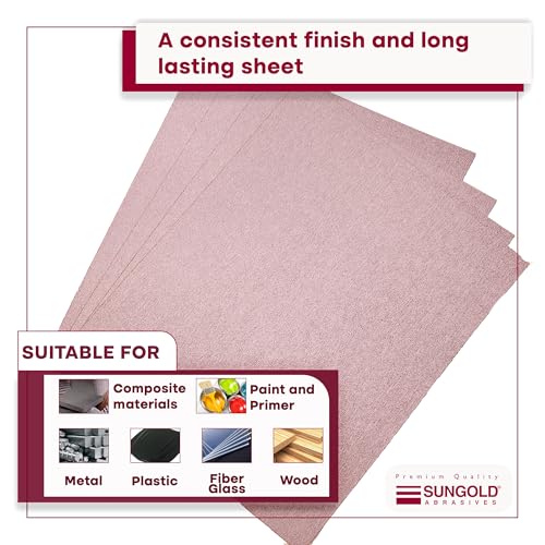 Sungold Abrasives 11111 9" X 11" 220 Grit Sanding Sheets Stearated Aluminum Oxide, 25-Pack - size: 220 Grit